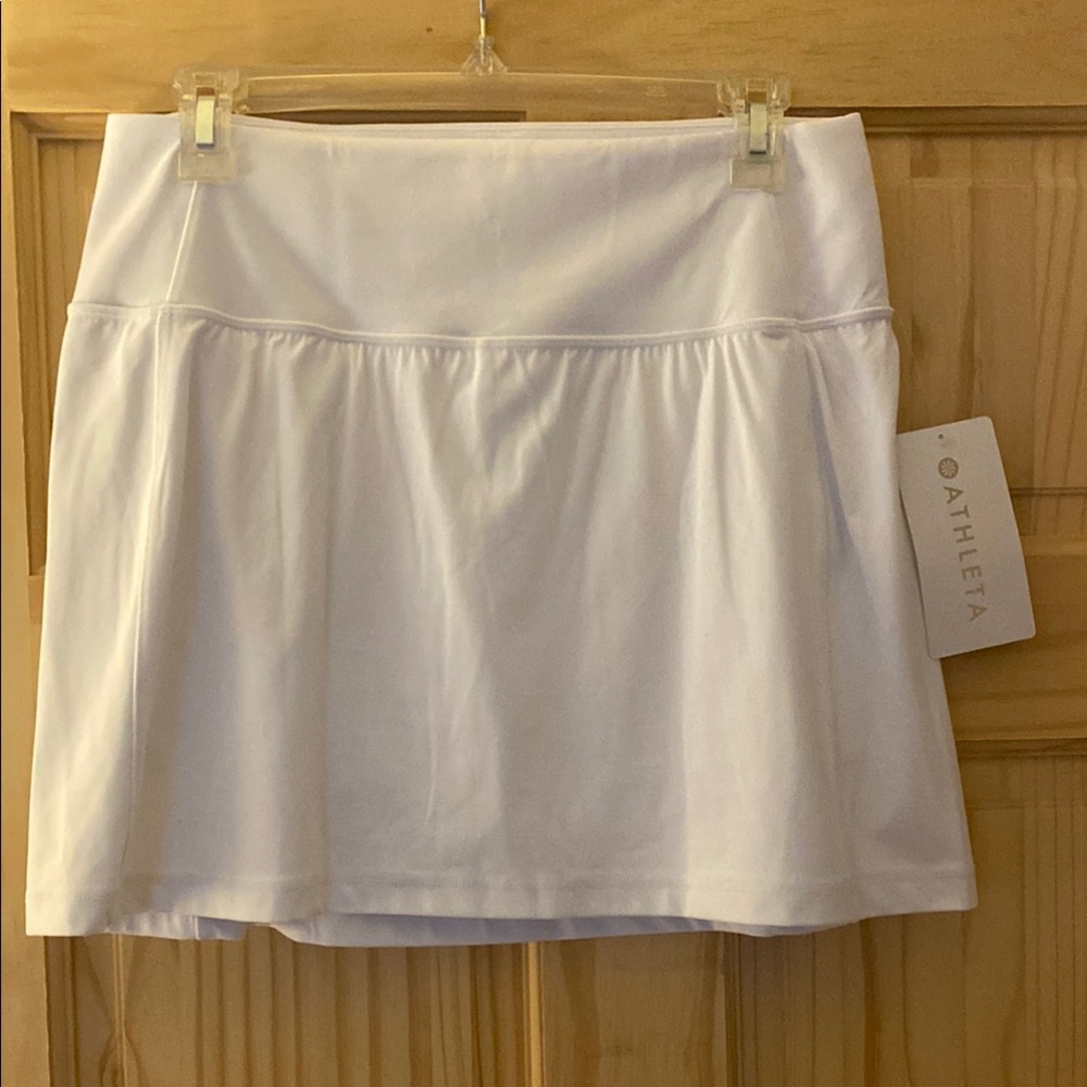 Athleta White Ruched Skater Mini Skirt